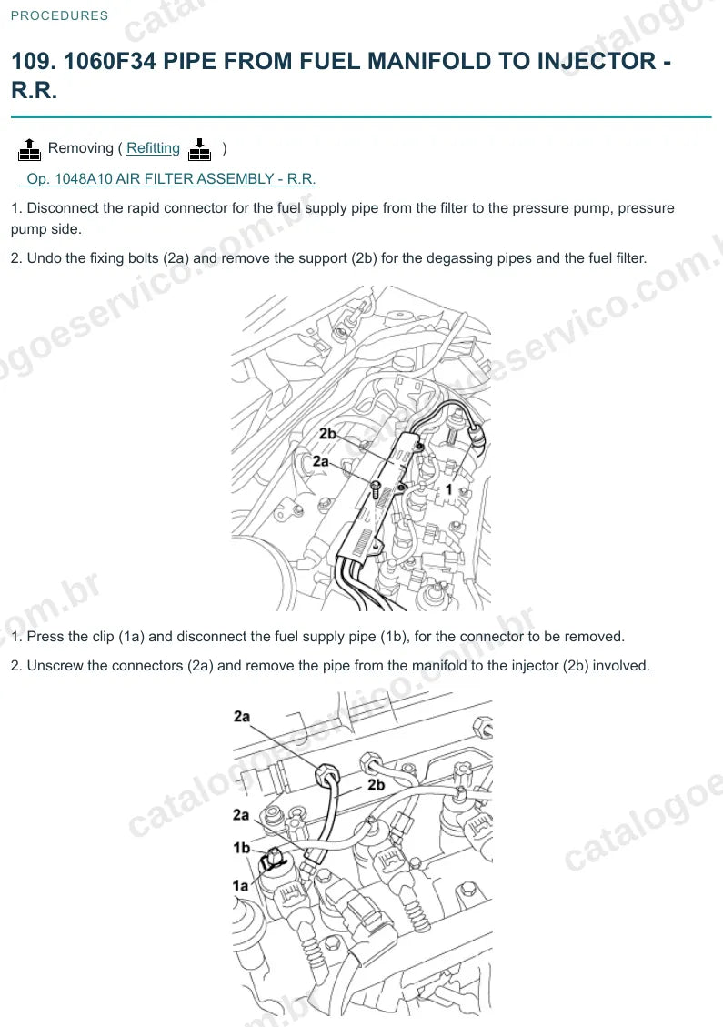 Página ilustrada do manual de serviço do motor Fiat 500 1.3 Multijet — figura 4