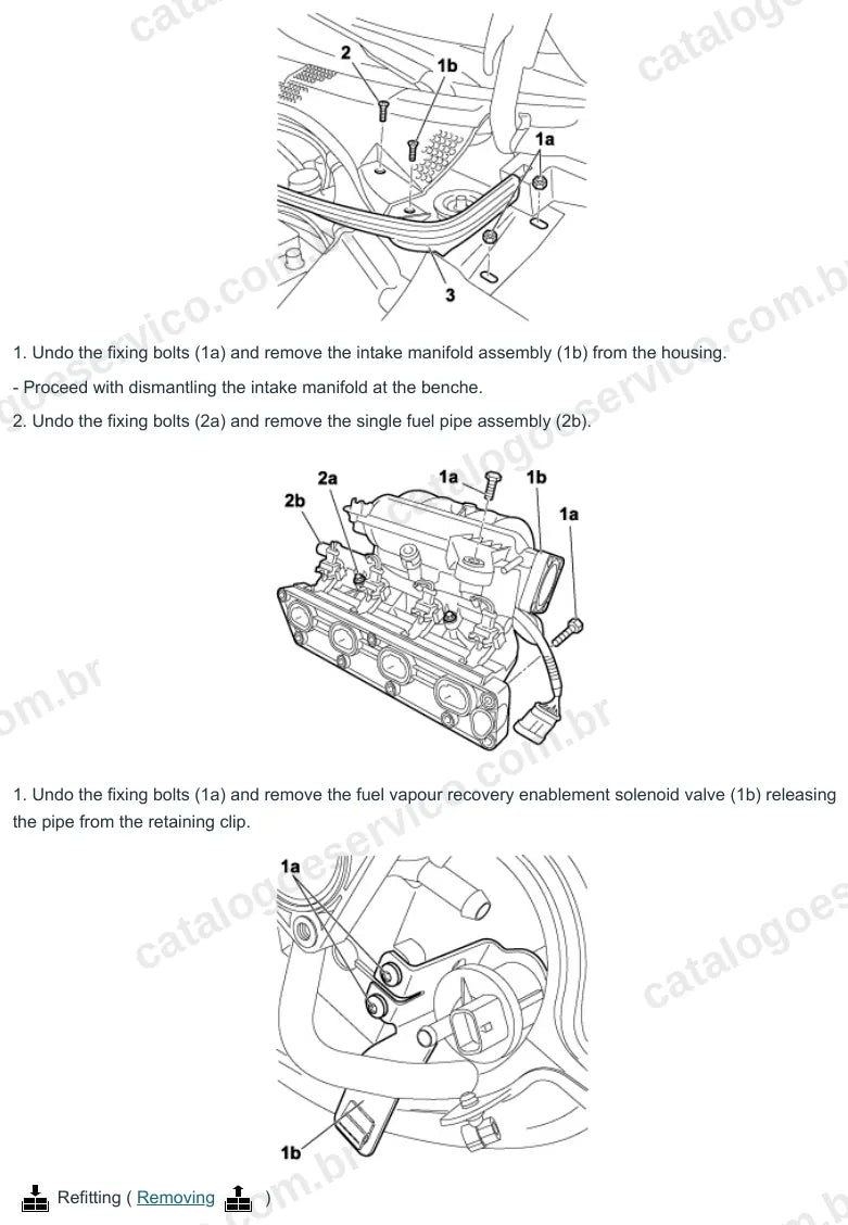 Página ilustrada do manual de serviço do motor Fiat 500 1.4 16V — figura 1