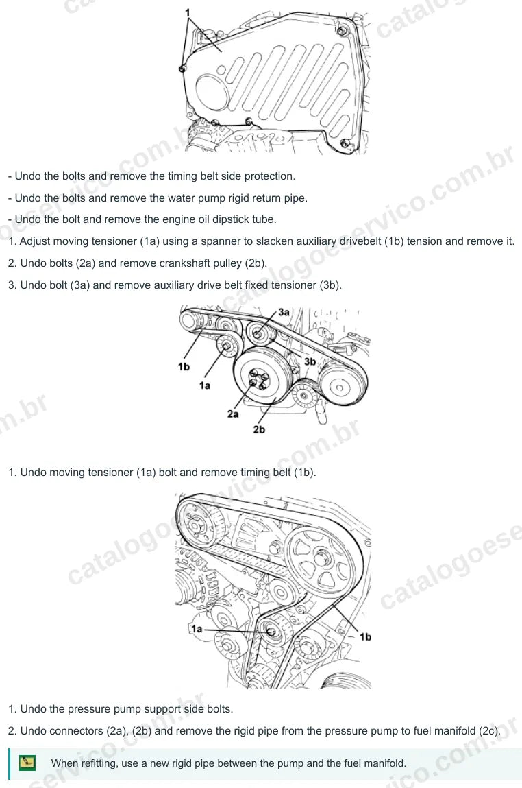 Página ilustrada do manual de serviço do motor Fiat Bravo 1.9 JTD 8V — figura 4