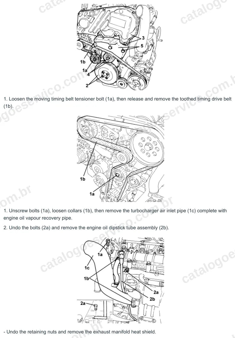Página ilustrada do manual de serviço do motor Fiat Croma 1.9 JTD 16V — figura 1