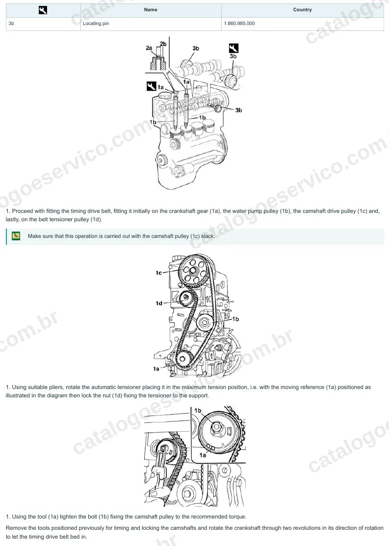 Página ilustrada do manual de serviço do motor Fiat Stilo 1.2 16V — figura 3