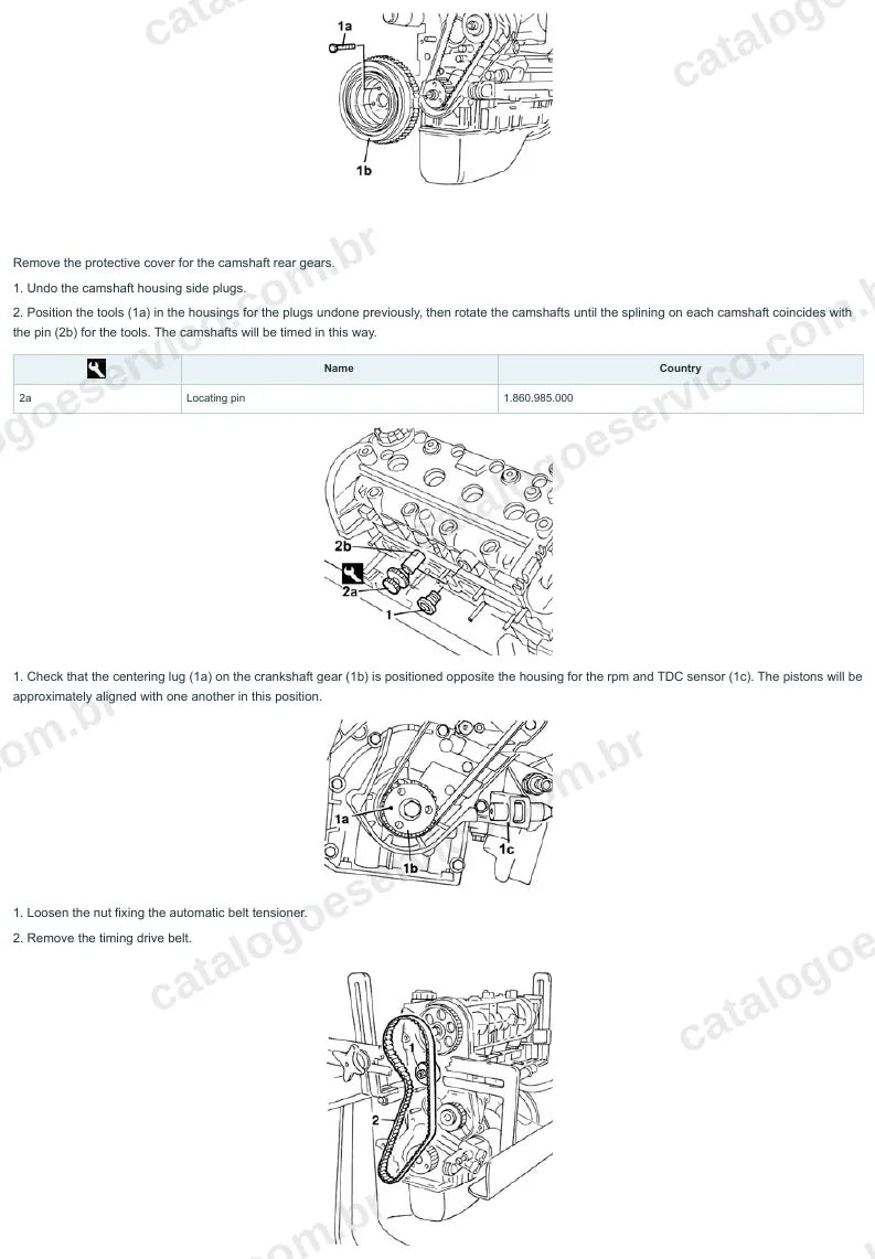 Página ilustrada do manual de serviço do motor Fiat Stilo 1.4 16V — figura 1
