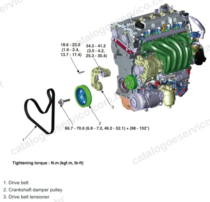 Página ilustrada do manual de serviço do motor Hyundai Accent 1.6 MPI Smartstream — figura 4