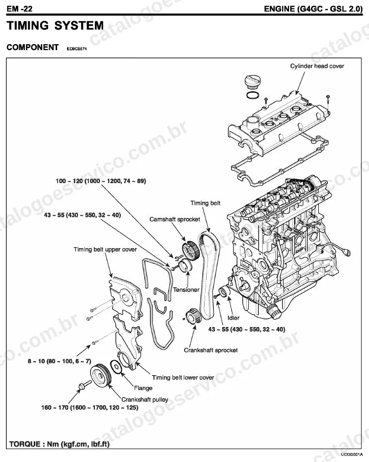 Página ilustrada do manual de serviço do motor Hyundai Coupe / Tiburon 2.0 — figura 1