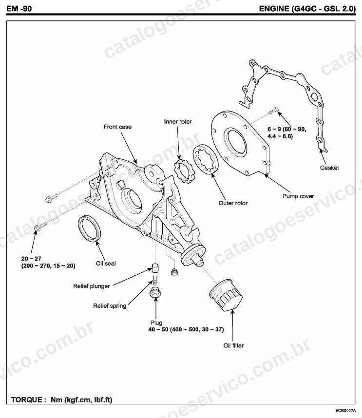 Página ilustrada do manual de serviço do motor Hyundai Coupe / Tiburon 2.0 — figura 3