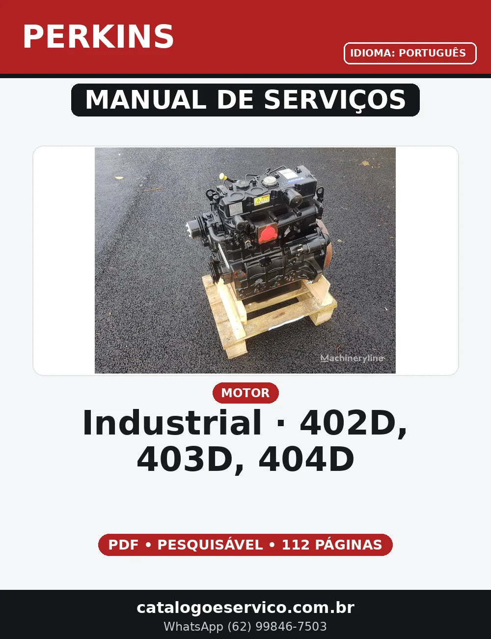 MANUAL DE SERVIÇO MOTOR INDUSTRIAL - 402D, 403D, 404D - PERKINS — capa do manual de serviço