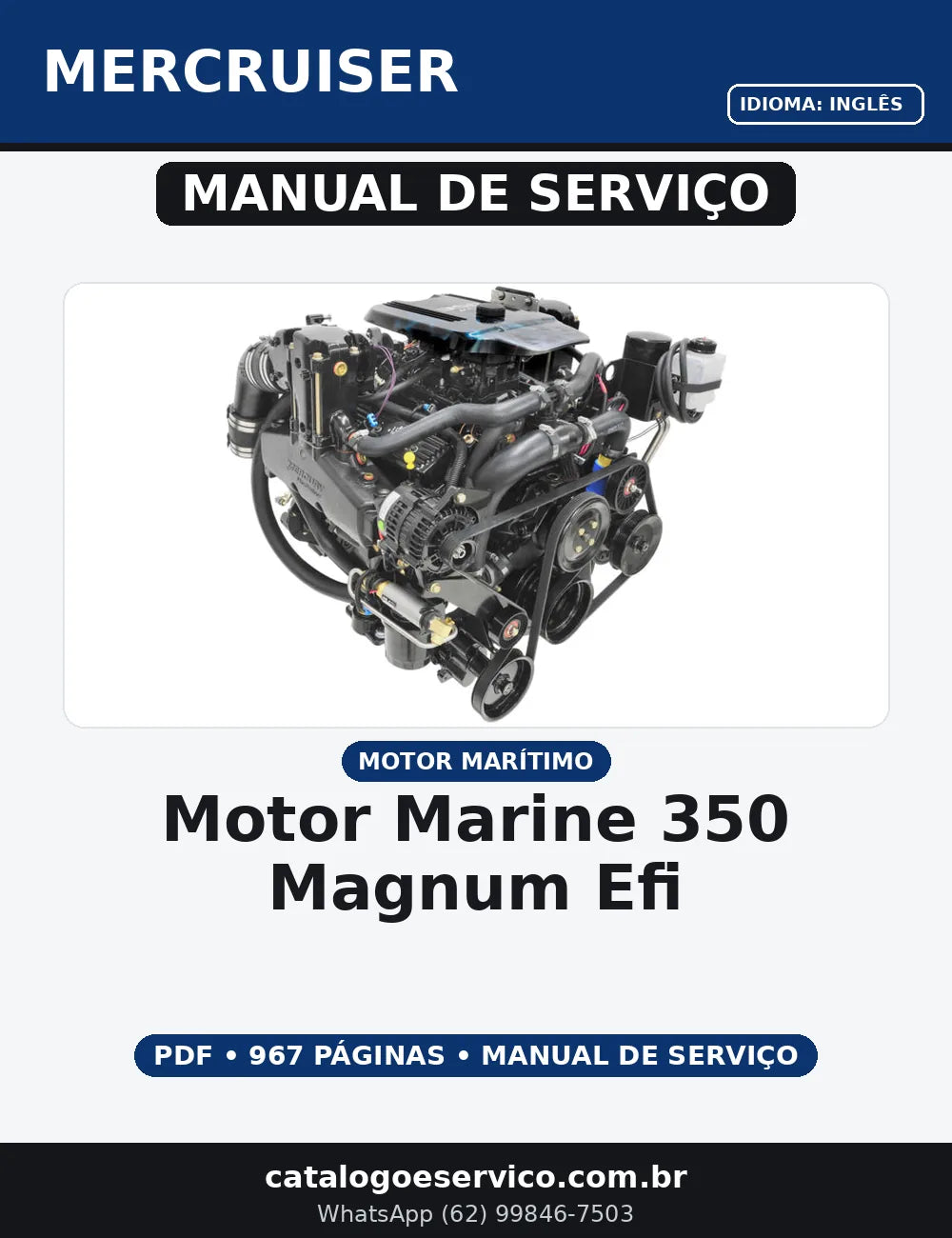 MANUAL DE SERVIÇO MOTOR MARINE 350 MAGNUM EFI GEN+TOURNAMENT SKI MERCRUISER — capa do manual de serviço