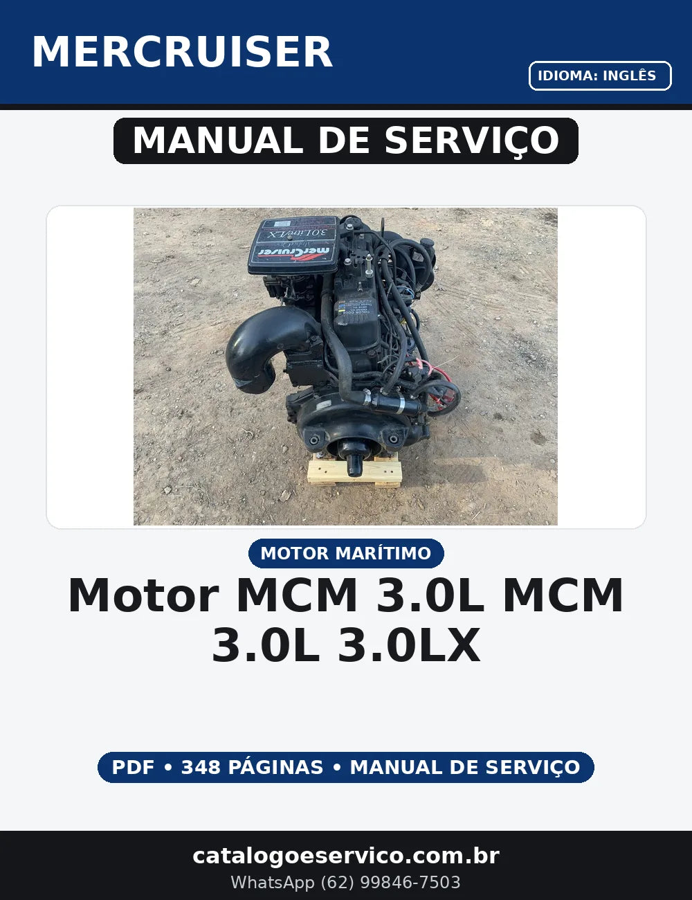 MANUAL DE SERVIÇO MOTOR MCM 3.0L MCM 3.0L /3.0LX MERCRUISER — capa do manual de serviço