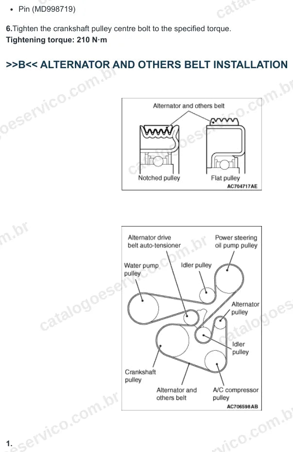 Página ilustrada do manual de serviço do motor Mitsubishi 4B12 2.4 16V — figura 1