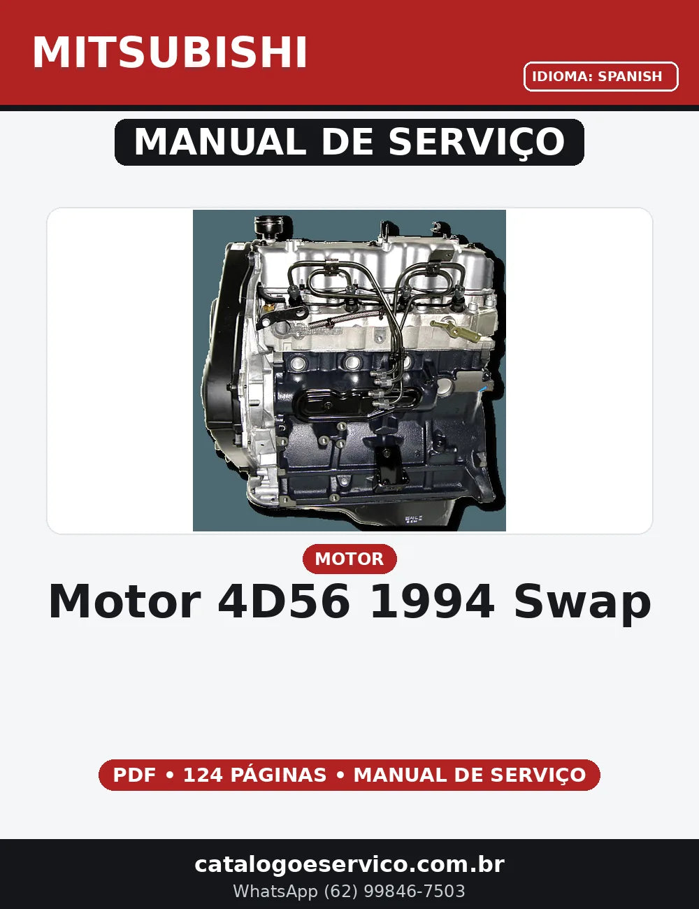 MANUAL DE SERVIÇO MOTOR MITSUBISHI 4D56 1994 SWAP — capa do manual de serviço