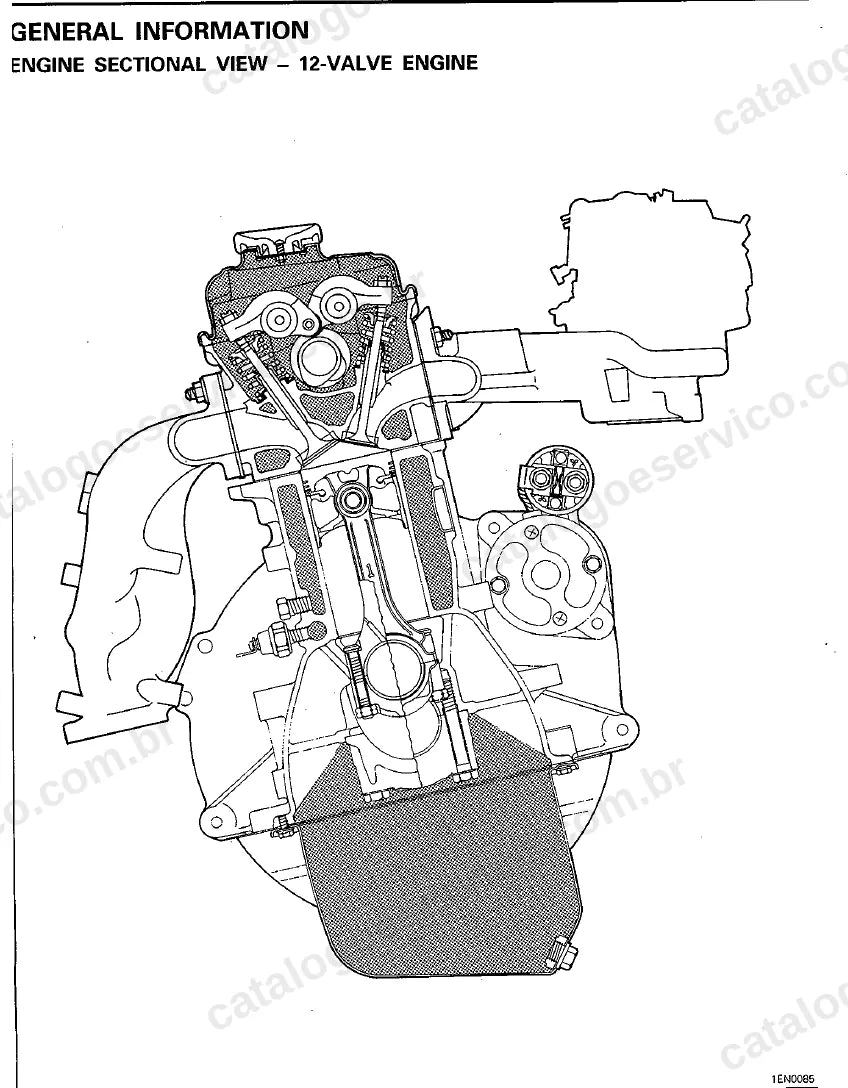 Página ilustrada do manual de serviço do motor Mitsubishi 4G13, 4G15, 4G16 e 4G18 8V, 12V e 16V — figura 3