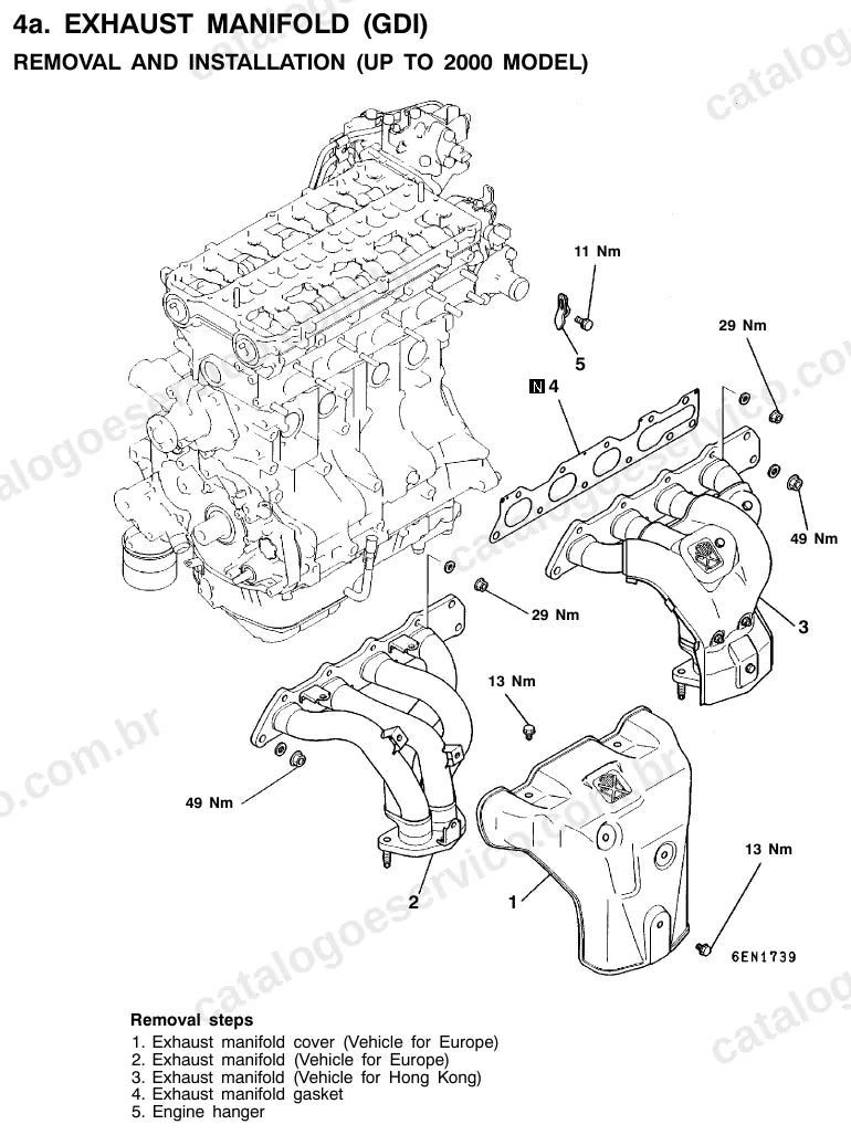 Página ilustrada do manual de serviço do motor Mitsubishi 4G61, 4G63, 4G64 e 4G67 (série 4G6) — figura 2
