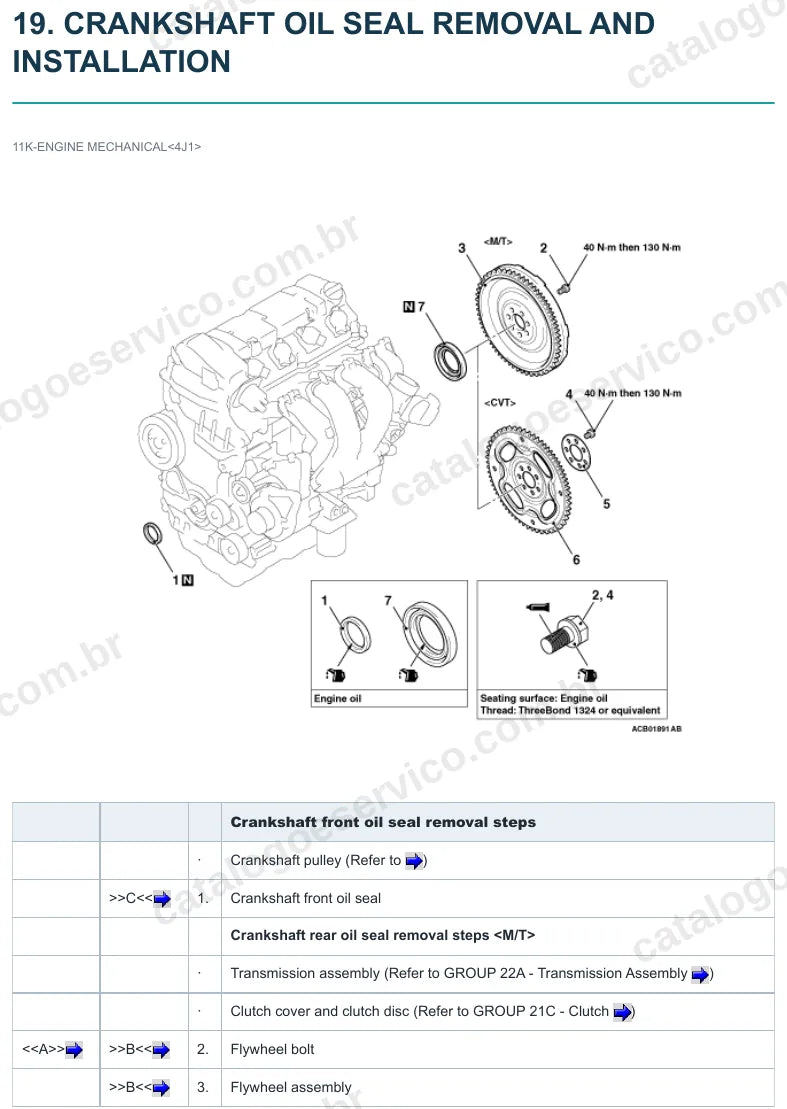 Página ilustrada do manual de serviço do motor Mitsubishi 4J10 1.8 16V — figura 2