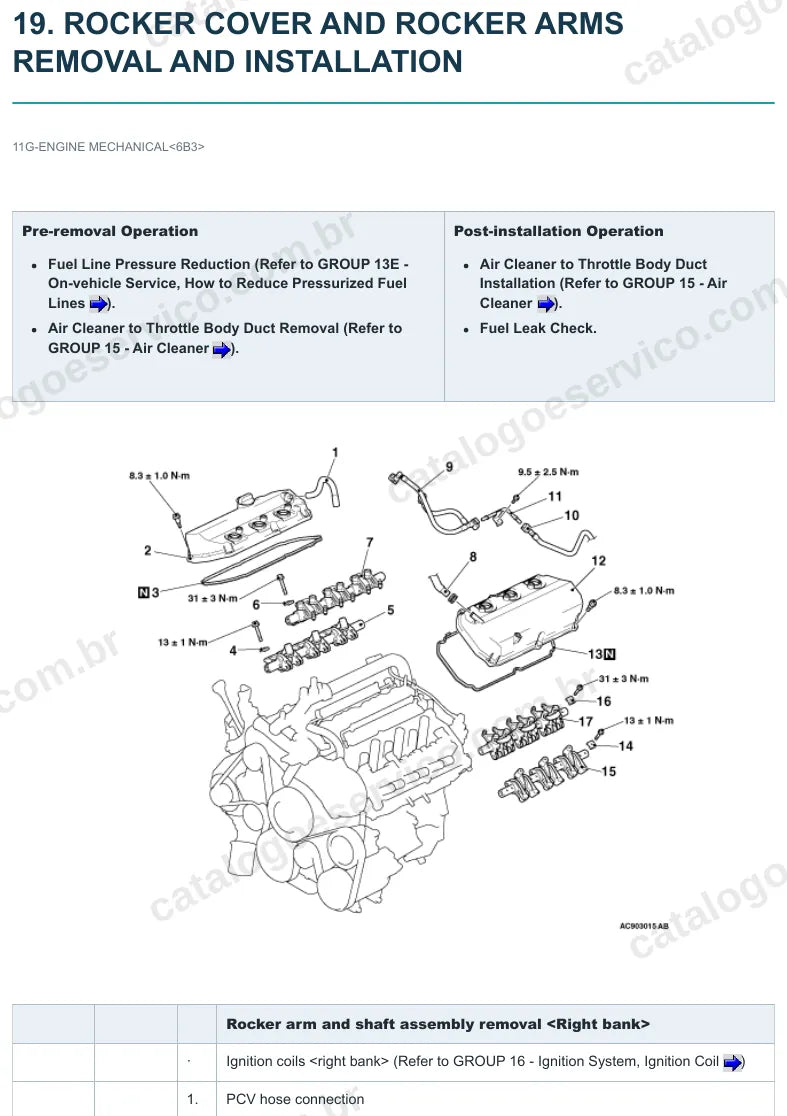 Página ilustrada do manual de serviço do motor Mitsubishi 6B31 3.0 V6 24V — figura 2