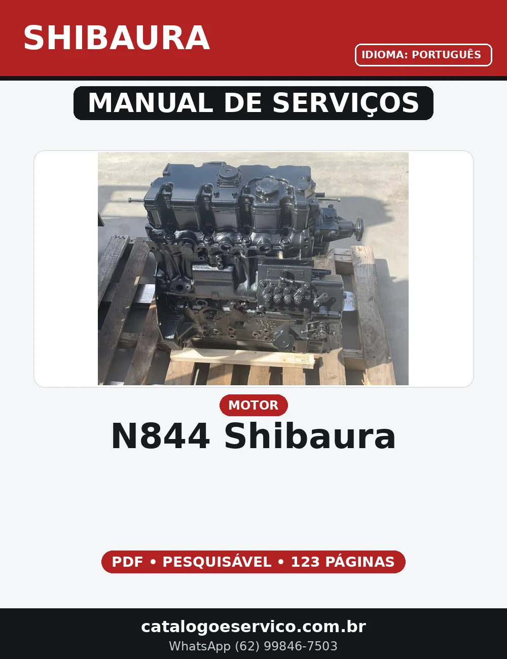 MANUAL DE SERVIÇO MOTOR N844 SHIBAURA — capa do manual de serviço