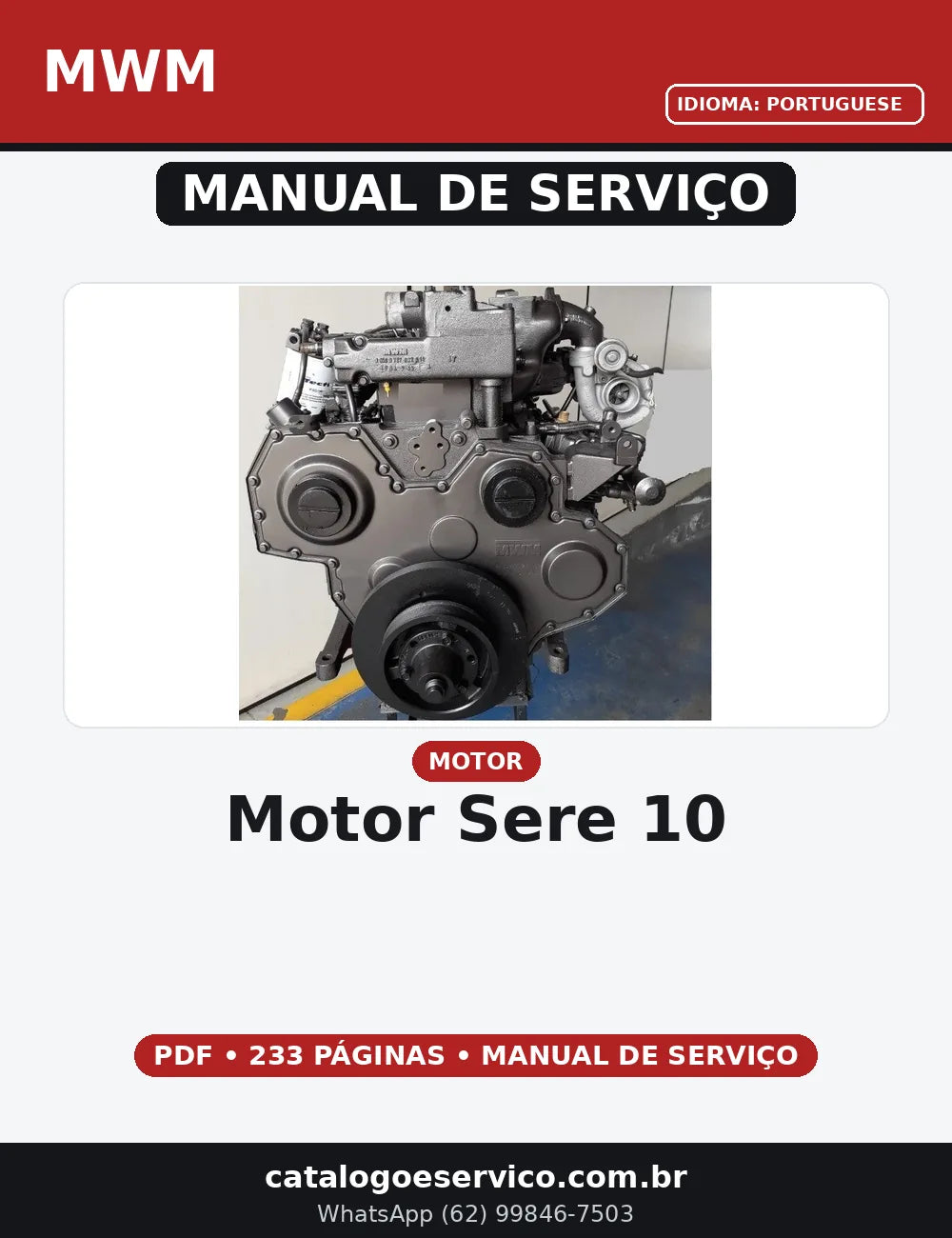 MANUAL DE SERVIÇO MOTOR SERE 10 MWM — capa do manual de serviço