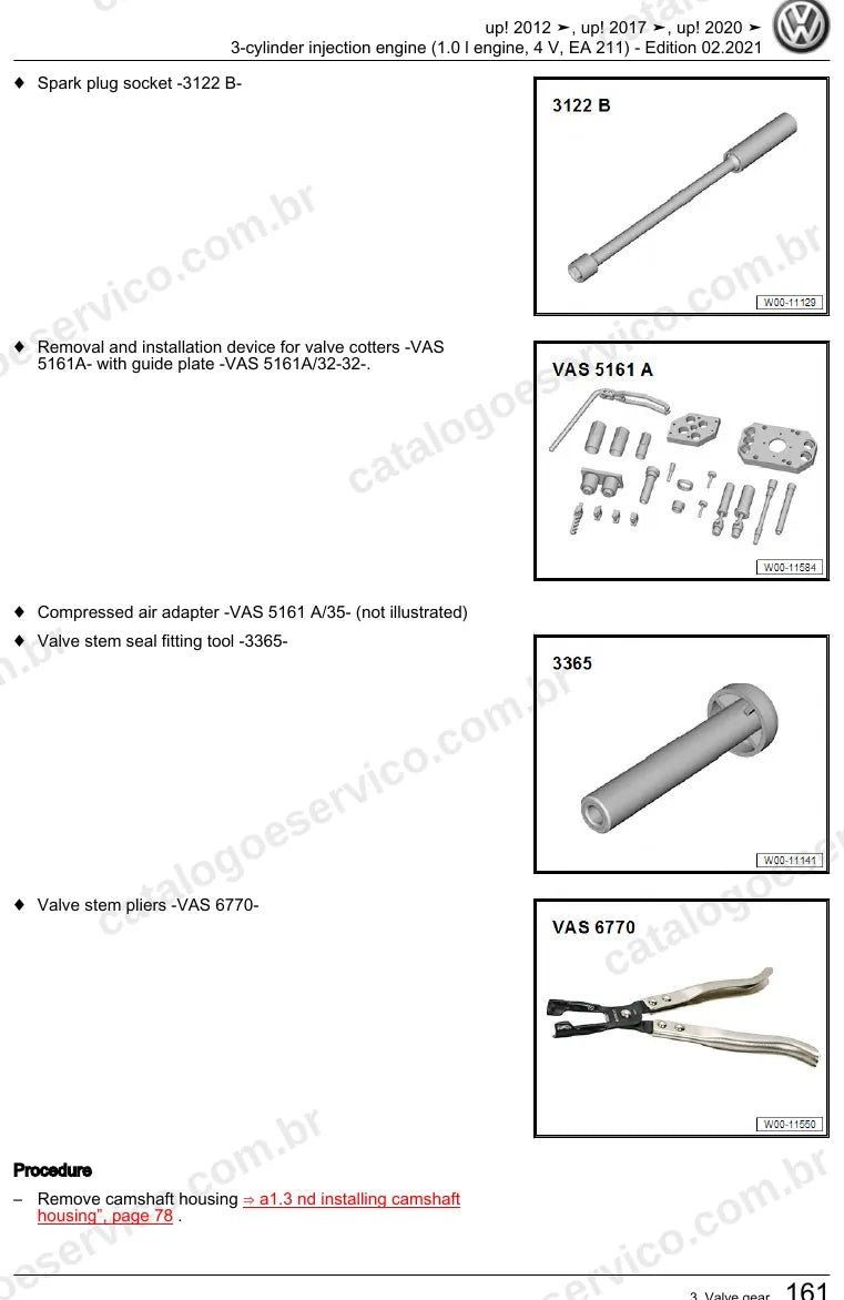 Página ilustrada do manual de serviço do motor 1.0 MPI 3 Cilindros EA211 (CHYA) — up! — figura 3