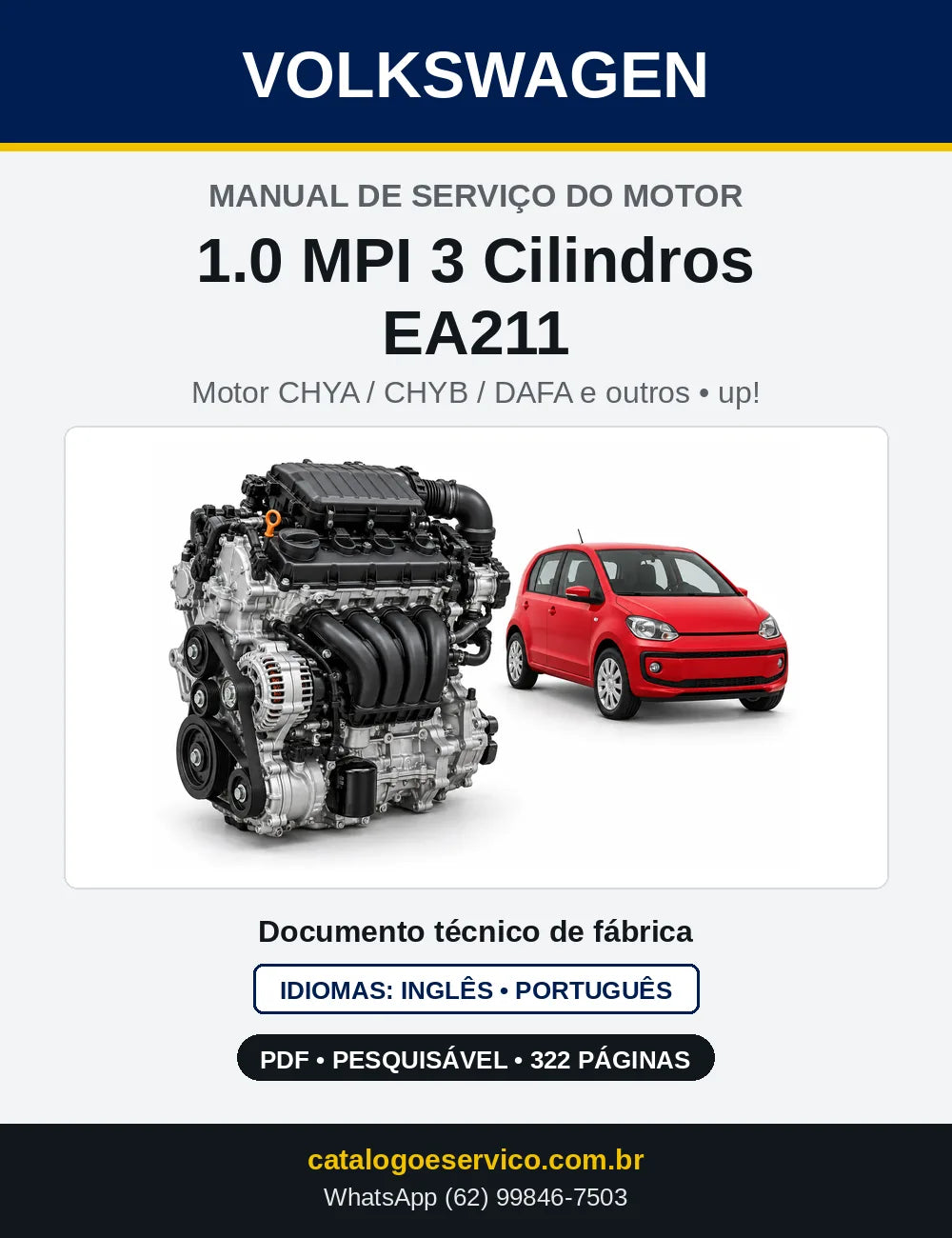 Capa do manual de serviço do motor 1.0 MPI 3 Cilindros EA211 (CHYA) — up! em PDF