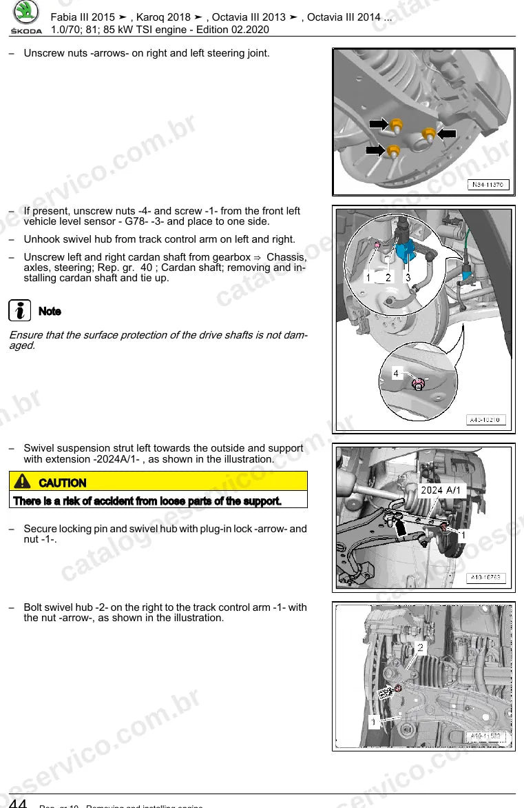 Página ilustrada do manual de serviço do motor 1.0 TSI 3 Cilindros (CHZD) — Skoda Fabia III, Karoq e Octavia III — figura 4