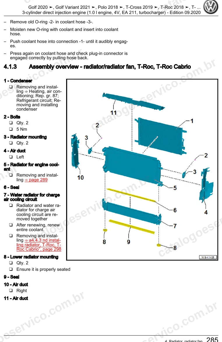 Página ilustrada do manual de serviço do motor 1.0 TSI 3 Cilindros EA211 (DLAA) — Golf, Polo e T-Cross — figura 2