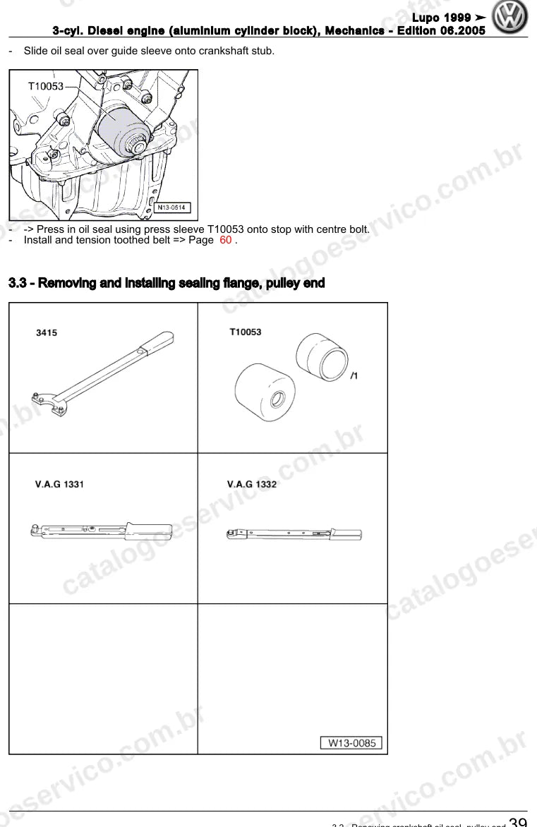 Página ilustrada do manual de serviço do motor 1.2 TDI 3 Cilindros (ANY) — Lupo — figura 1
