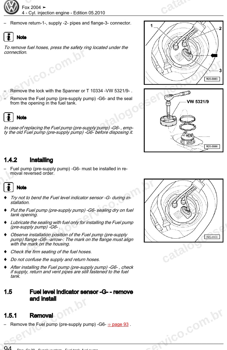 Página ilustrada do manual de serviço do motor 1.4 (BKR) — Fox — figura 4