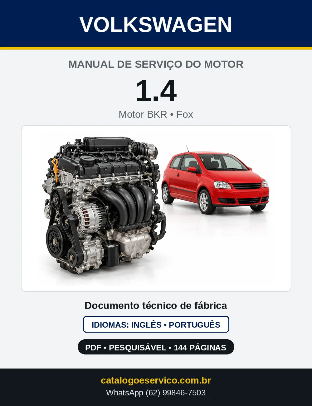 Capa do manual de serviço do motor 1.4 (BKR) — Fox em PDF