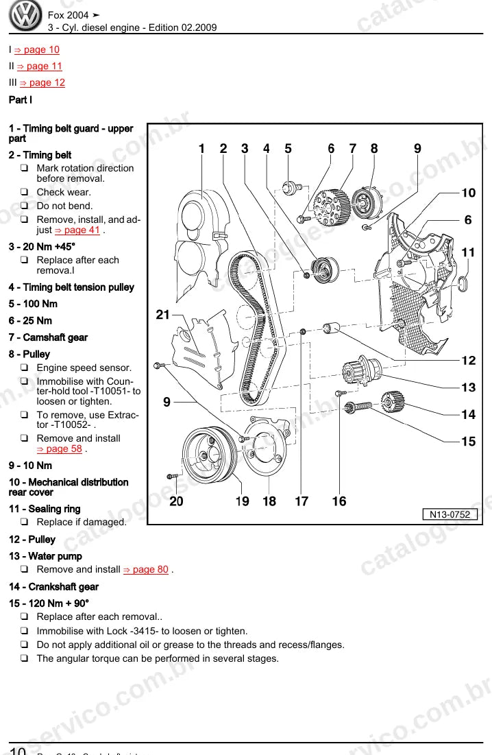 Página ilustrada do manual de serviço do motor 1.4 TDI 3 Cilindros (BNM) — Fox — figura 4