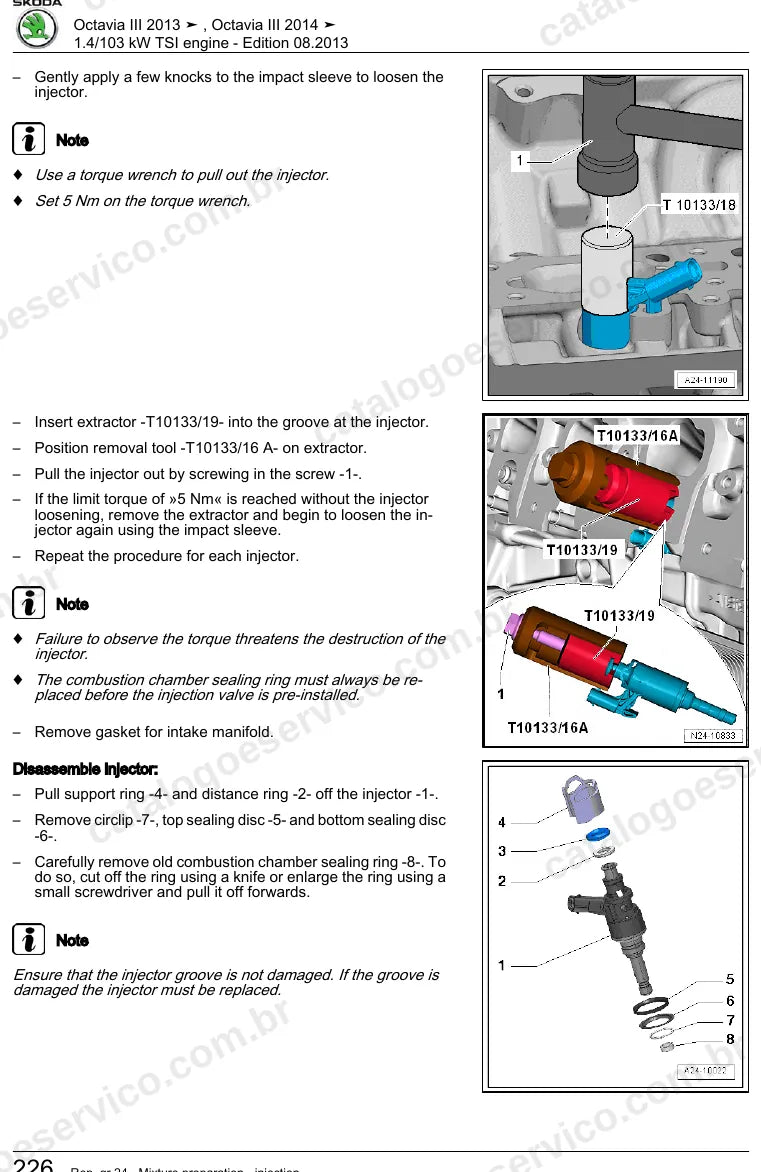 Página ilustrada do manual de serviço do motor 1.4 TSI 103 kW (CHPA) — Skoda Octavia III — figura 3