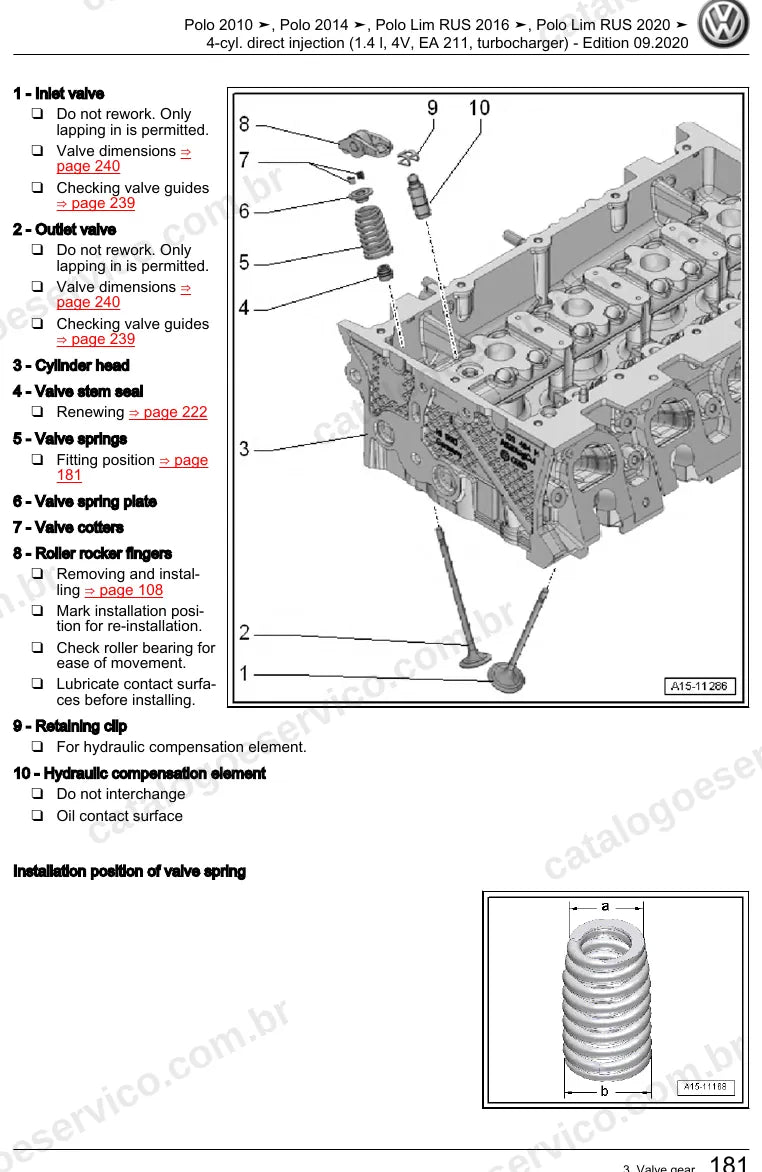 Página ilustrada do manual de serviço do motor 1.4 TSI EA211 (CPTA) — Polo e Polo Sedã — figura 1