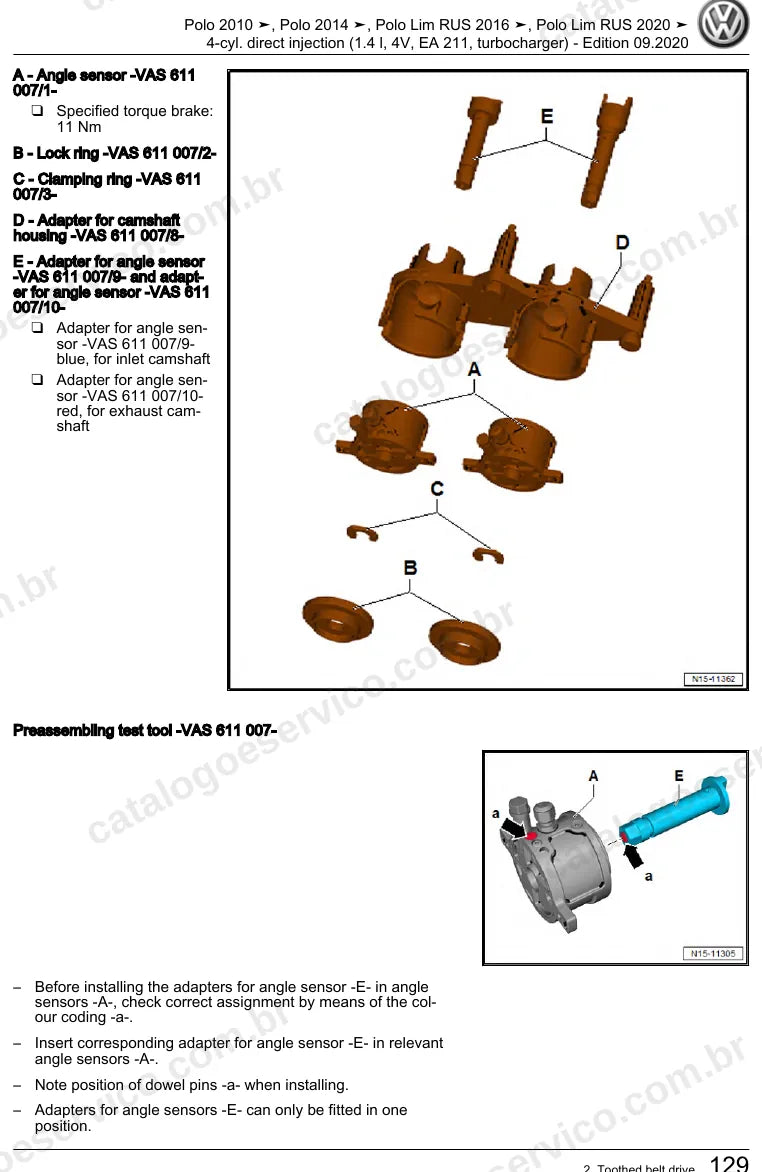 Página ilustrada do manual de serviço do motor 1.4 TSI EA211 (CPTA) — Polo e Polo Sedã — figura 3