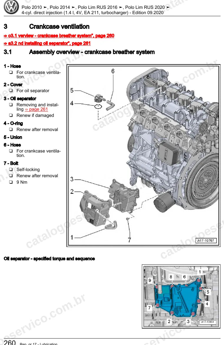 Página ilustrada do manual de serviço do motor 1.4 TSI EA211 (CPTA) — Polo e Polo Sedã — figura 4