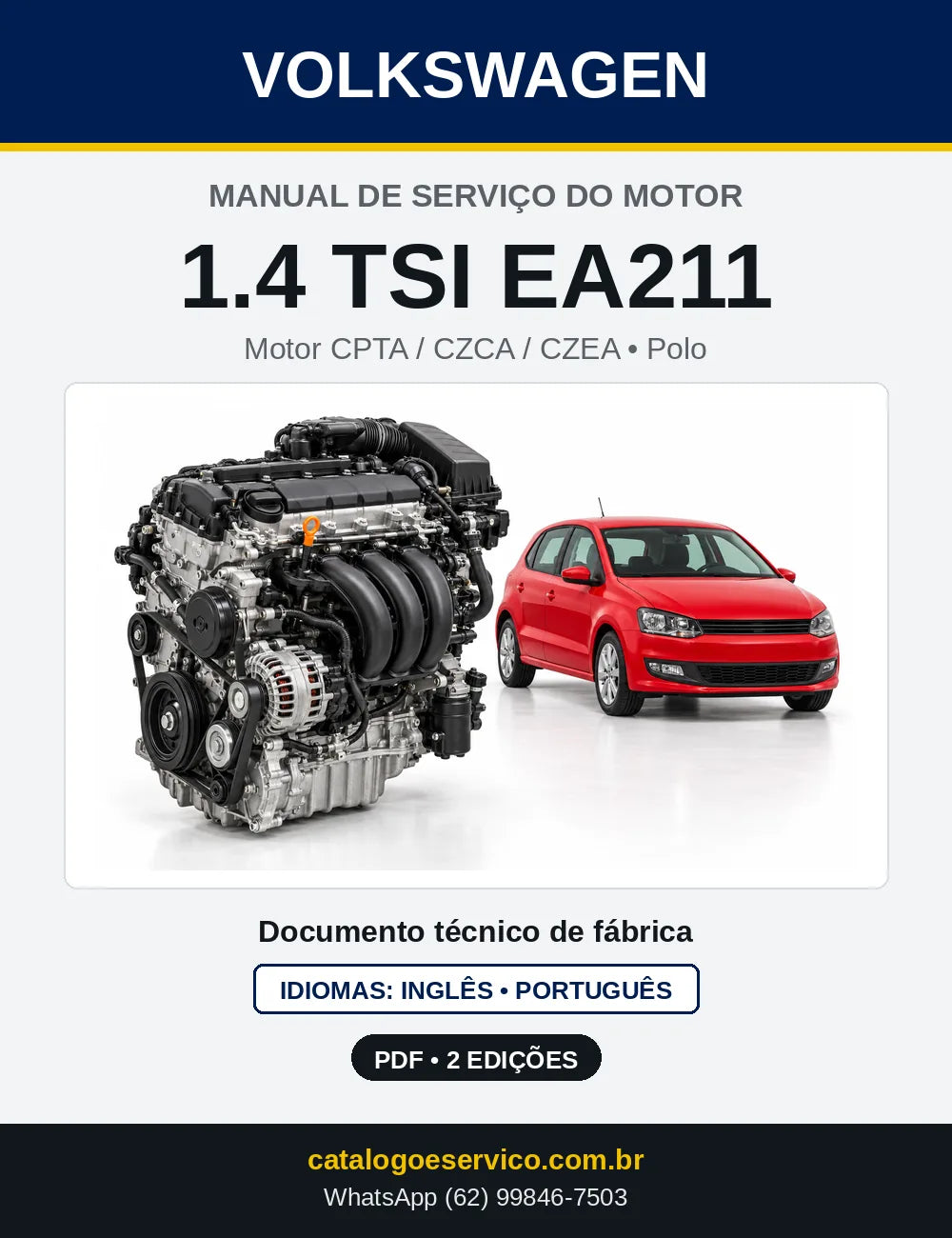 Capa do manual de serviço do motor 1.4 TSI EA211 (CPTA) — Polo e Polo Sedã em PDF