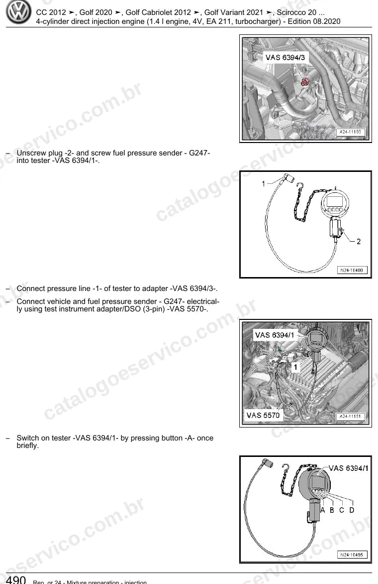 Página ilustrada do manual de serviço do motor 1.4 TSI EA211 (CZCA) — CC, Golf e Golf Cabriolet — figura 4