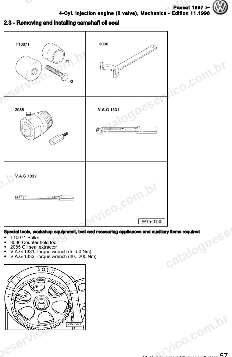 Página ilustrada do manual de serviço do motor 1.6 8V (ADP) — Passat — figura 1