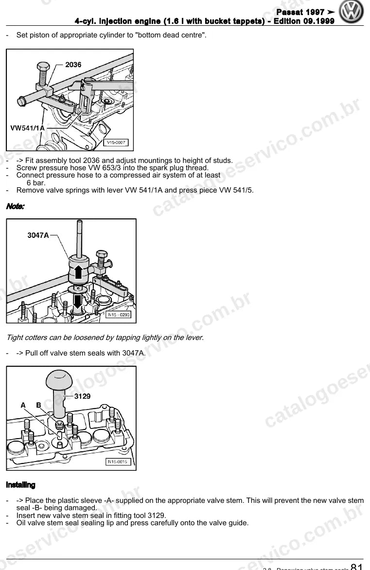 Página ilustrada do manual de serviço do motor 1.6 (AHL) — Passat — figura 2
