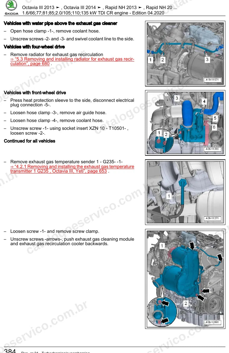 Página ilustrada do manual de serviço do motor 1.6 e 2.0 TDI Common Rail (CLHA) — Skoda Octavia III e Rapid — figura 4