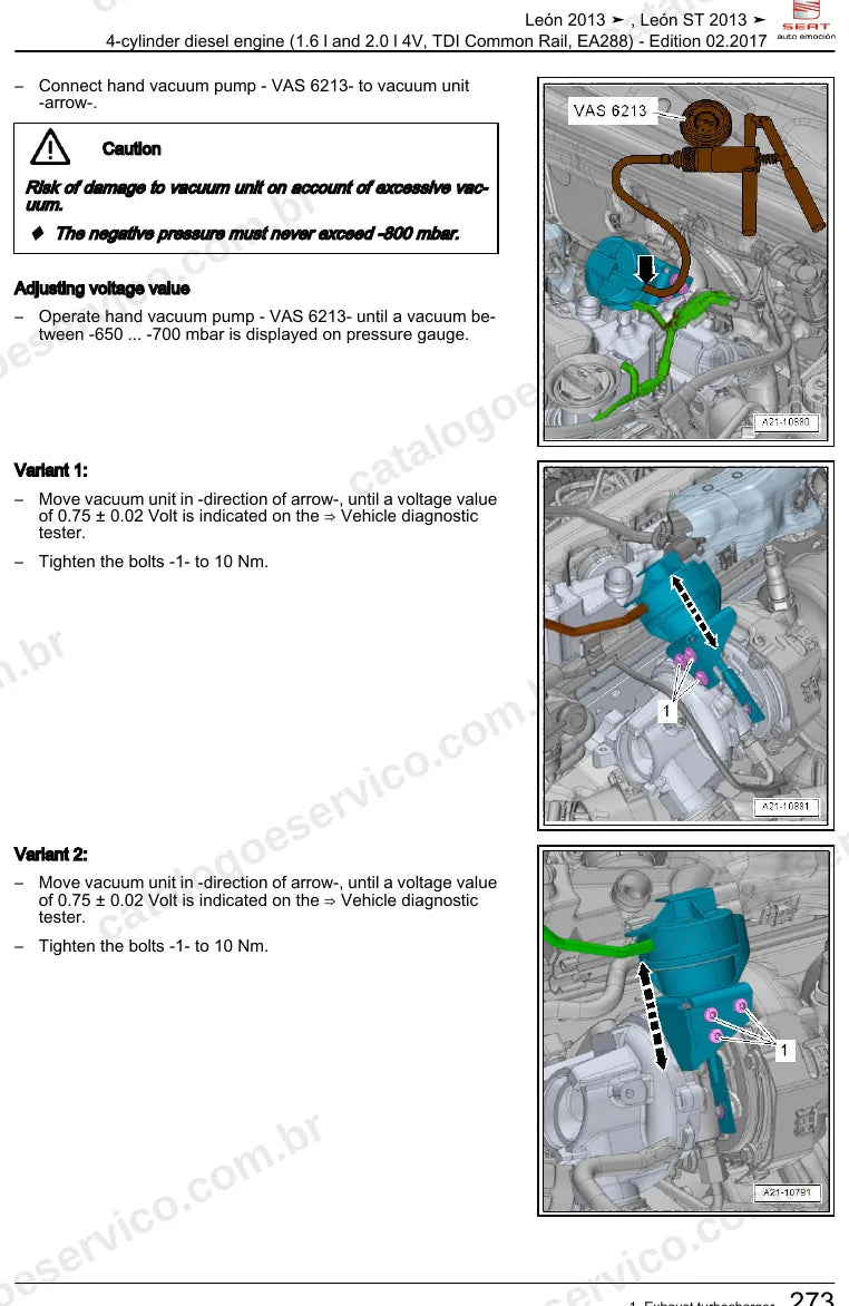 Página ilustrada do manual de serviço do motor 1.6 e 2.0 TDI EA288 (CLHA) — Seat León e León ST — figura 3
