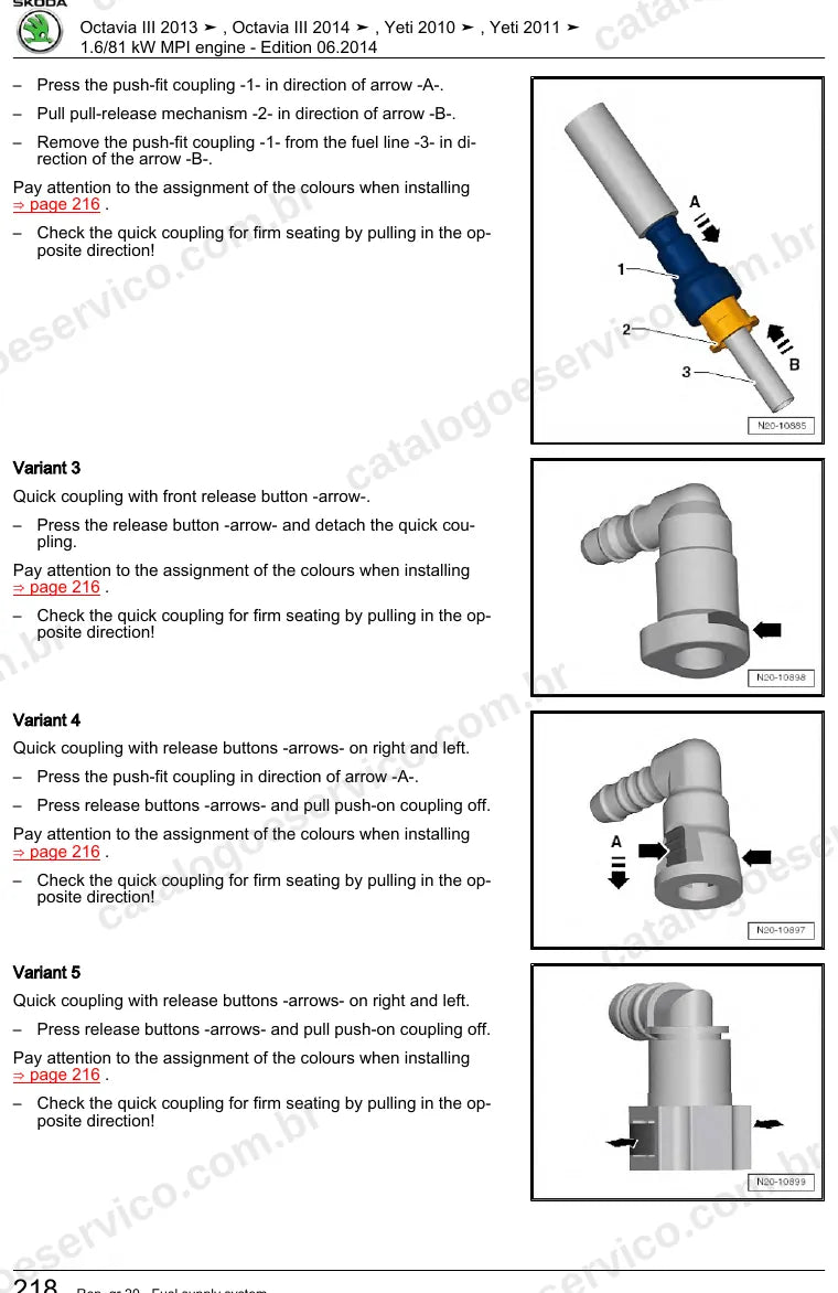 Página ilustrada do manual de serviço do motor 1.6 MPI 81 kW (CWVA) — Skoda Octavia III e Yeti — figura 4