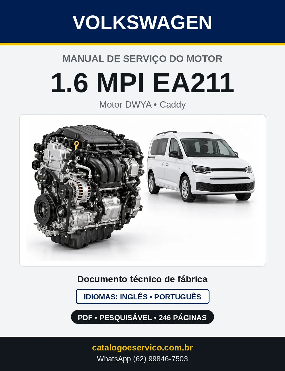 Capa do manual de serviço do motor 1.6 MPI EA211 (DWYA) — Caddy em PDF