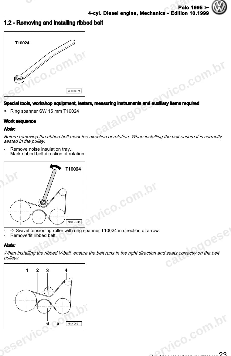 Página ilustrada do manual de serviço do motor 1.7 e 1.9 Diesel (AEF) — Polo — figura 3