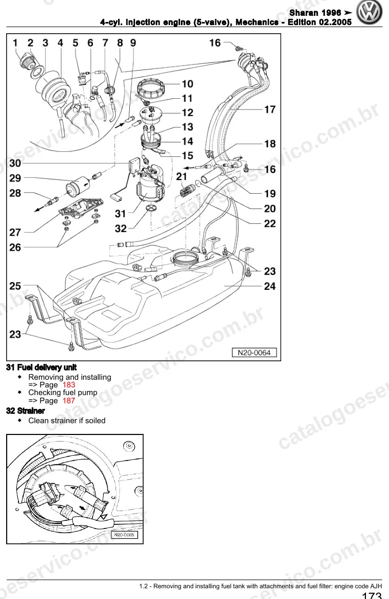 Página ilustrada do manual de serviço do motor 1.8 20V Turbo (AJH) — Sharan — figura 2