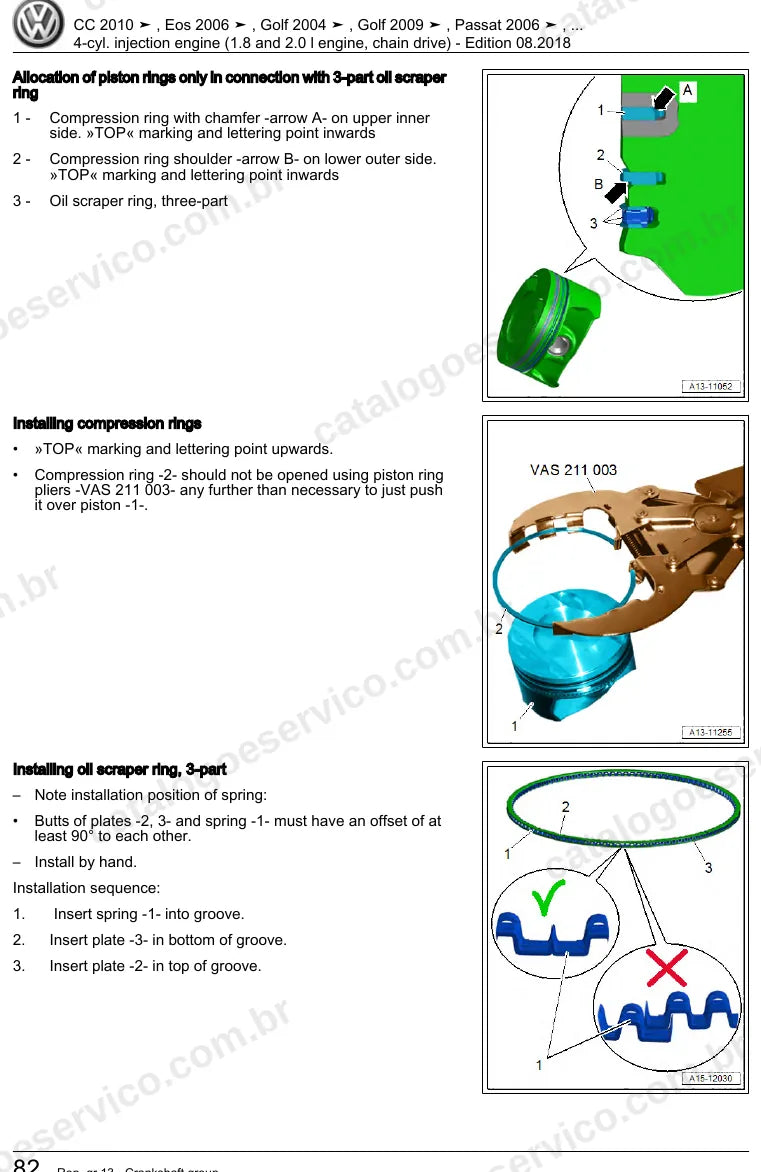 Página ilustrada do manual de serviço do motor 1.8 e 2.0 TSI EA888 (CAWA) — CC, Eos e Golf — figura 4