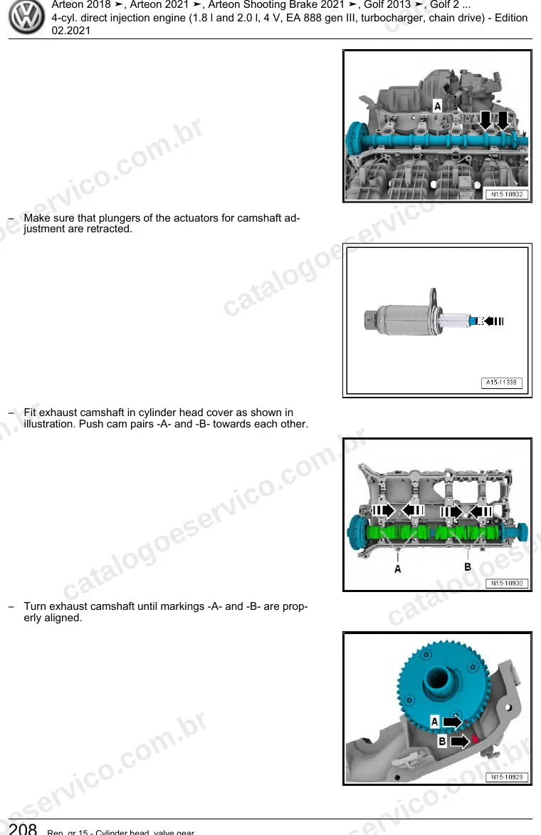 Página ilustrada do manual de serviço do motor 1.8 e 2.0 TSI EA888 Geração III (CHHA) — Arteon, Golf e Passat — figura 3