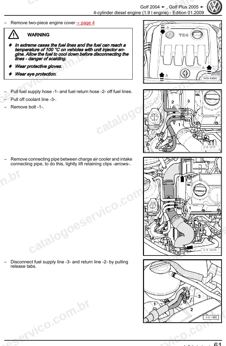 Página ilustrada do manual de serviço do motor 1.9 TDI (BJB) — Golf e Golf Plus — figura 2