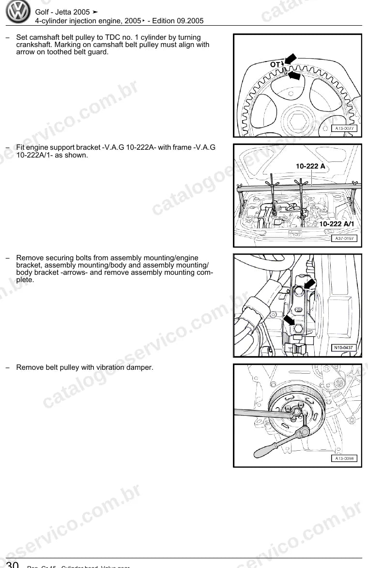 Página ilustrada do manual de serviço do motor 2.0 8V (BHY) — Golf e Jetta — figura 1