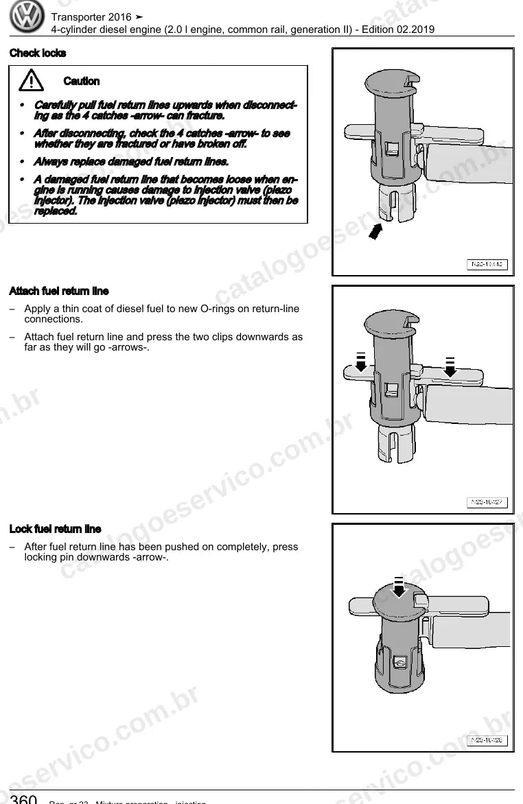 Página ilustrada do manual de serviço do motor 2.0 TDI Common Rail (CAAA) — Transporter — figura 3