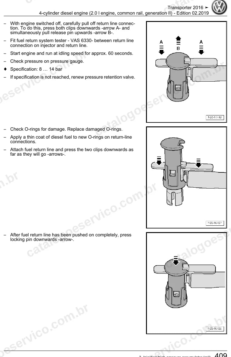 Página ilustrada do manual de serviço do motor 2.0 TDI Common Rail (CAAA) — Transporter — figura 4