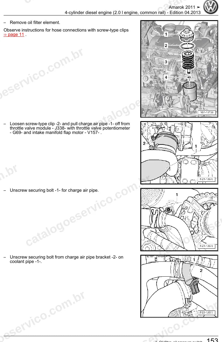 Página ilustrada do manual de serviço do motor 2.0 TDI Common Rail (CDCA) — Amarok — figura 4