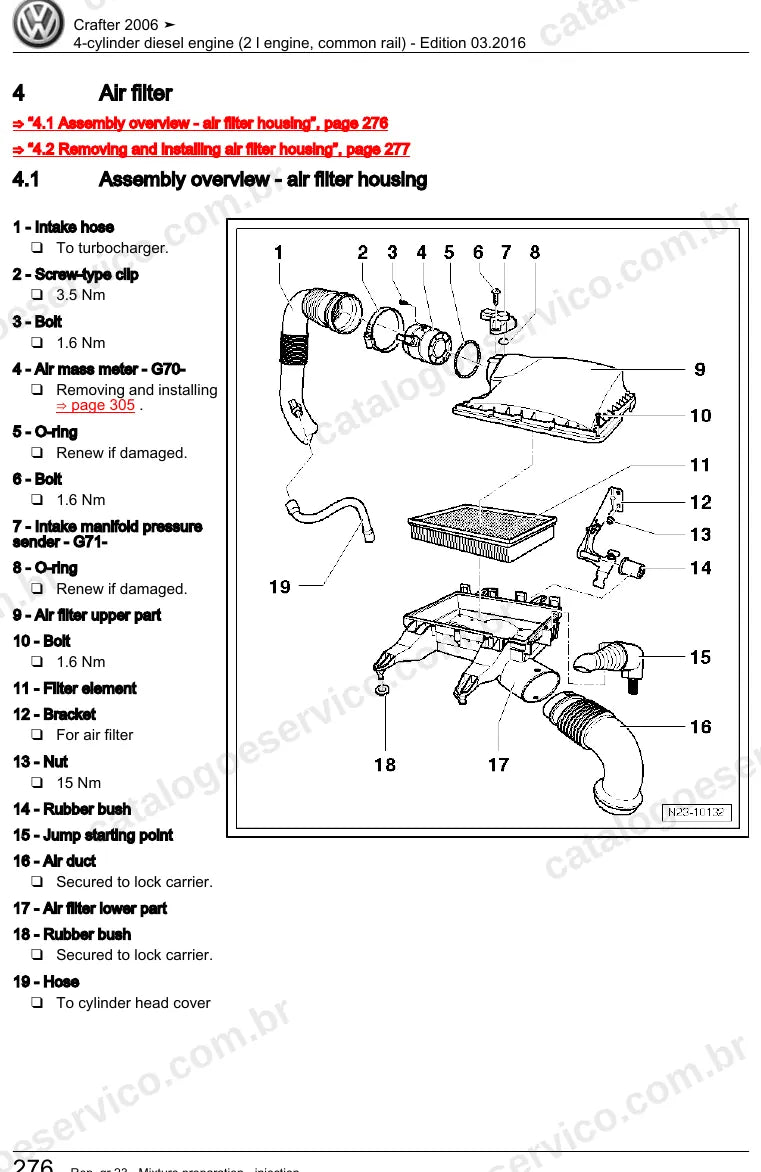 Página ilustrada do manual de serviço do motor 2.0 TDI Common Rail (CKTB) — Crafter — figura 2